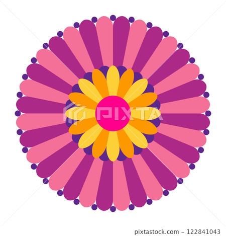 Mexican traditional flower. Ethnic embroidery decoration. Ornate folk graphic, wallpaper element. Festive mexican floral motif. Vector illustration 122841043