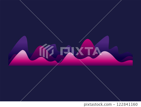 Sound waves equalizer. Frequency audio waveform, music wave or voice graph signal in HUD style. Abstract sound wave stripe lines. Volume level symbol. Vector cartoon illustration Sound waves equalizer. Frequency audio waveform, music wave or voice graph signal in HUD style. Abstract sound wave stripe lines. Volume level symbol. Vector cartoon illustration 122841160