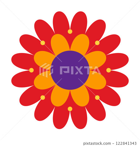 Mexican traditional flower. Ethnic embroidery decoration. Ornate folk graphic, wallpaper element. Festive mexican floral motif. Vector illustration 122841343