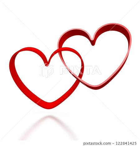 Two rings in hearts shapes isolated on white background Two rings in hearts shapes isolated on white background 122841425