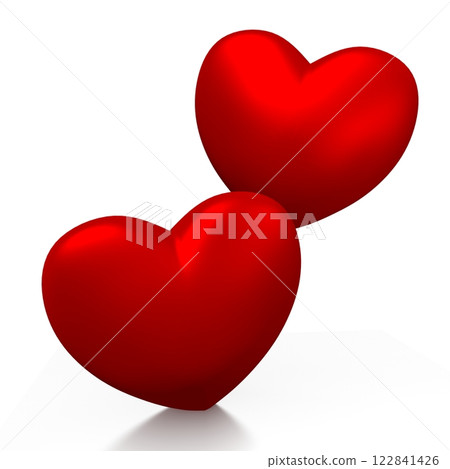 Two red hearts isolated on white background 122841426