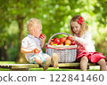 Kids picking apples on fruit farm 122841460