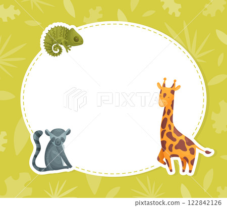 Empty Card with Tropical Animal and Wild African Fauna Vector Template Empty Card with Tropical Animal and Wild African Fauna Vector Template 122842126