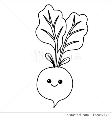cute vegetable radish kawaii. vector illustration in doodle style 122842172