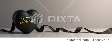 Luxury Minimalist Heart-Shaped Chocolate Box on Misty Background with Copy Space 122842483