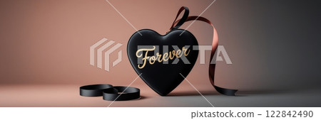Luxury Minimalist Heart-Shaped Chocolate Box on Misty Background with Copy Space 122842490
