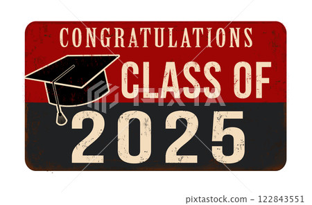 Class of 2025 vintage rusty metal sign 122843551