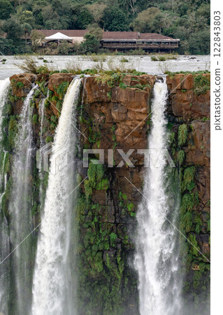 Iguazu waterfalls in overcast weather Iguazu waterfalls in overcast weather 122843803