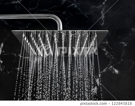 Contemporary Modern stainless steel Shower head Providing Elegant Water Flow in Luxurious Bathroom Setting Contemporary Modern stainless steel Shower head Providing Elegant Water Flow in Luxurious Bathroom Setting 122843818