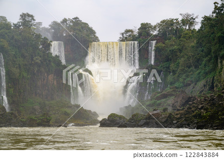 Iguazu waterfalls in overcast weather 122843884