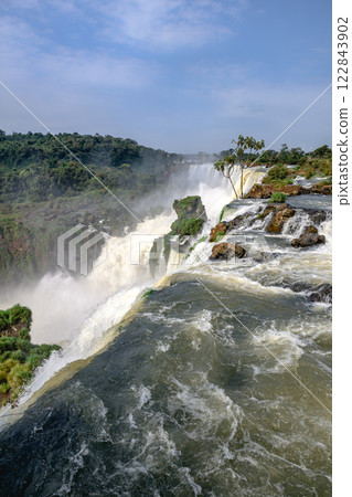 Iguazu waterfalls in overcast weather 122843902