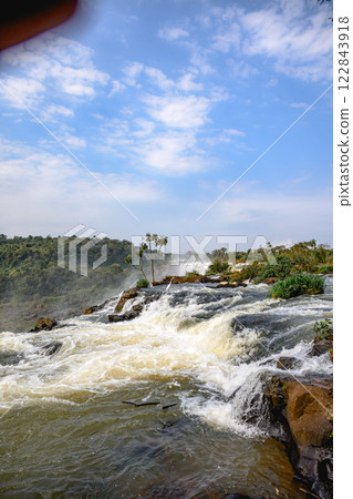 Iguazu waterfalls in overcast weather Iguazu waterfalls in overcast weather 122843918