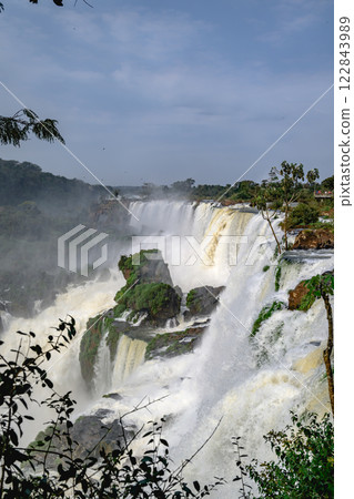 Iguazu waterfalls in overcast weather Iguazu waterfalls in overcast weather 122843989