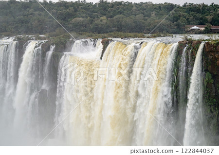 Iguazu waterfalls in overcast weather Iguazu waterfalls in overcast weather 122844037