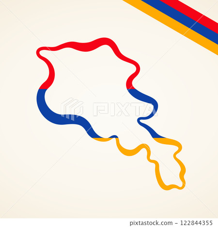 Armenia - Outline map and corner flag 122844355