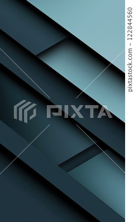 Modern layered geometric design featuring shades of blue and teal 122844560