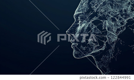 Digital human profile composed of network lines 122844991