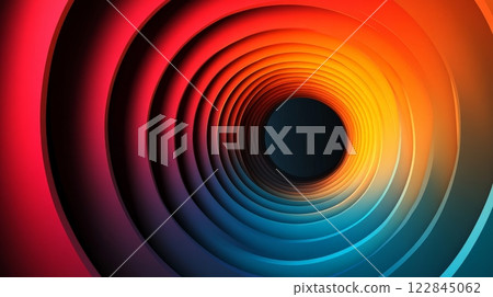 Colorful tunnel creating a wormhole effect with concentric circles 122845062