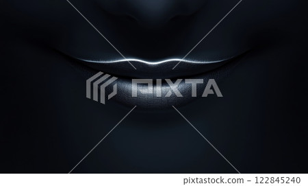Mysterious close-up of glowing smiling lips 122845240