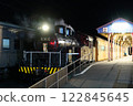 Oigawa Railway stopping at a station at night 122845645