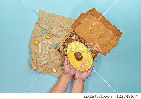 Easter homemade baking figolli reveals handmade approach, handmade layering of dough and fillings. Handmade pride infusing warmth into daily routine, satisfying cravings with genuine flavor 122845674