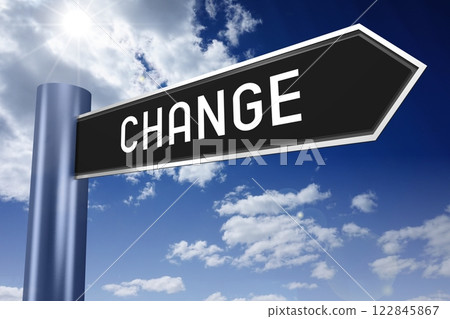 Change - black signpost with one arrow - 3D illustration Change - black signpost with one arrow - 3D illustration 122845867