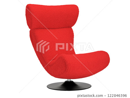 Modern Red Lounge Chair with Black Base 122846396