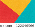 Texture craft red, yellow and blue paper background, macro. Structure vintage abstract turquoise cardboard 122846566