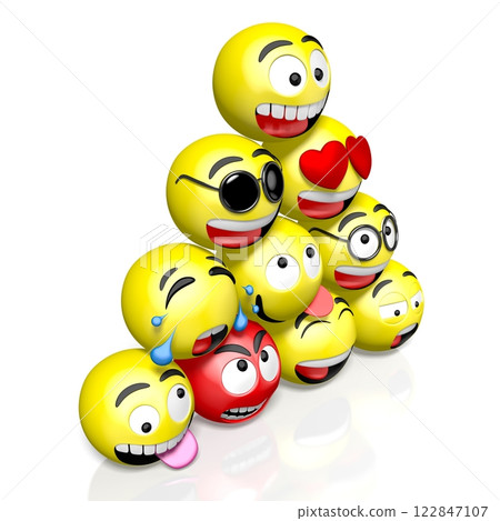 Many emoticons in pyramid shape with different facial expressions Many emoticons in pyramid shape with different facial expressions 122847107