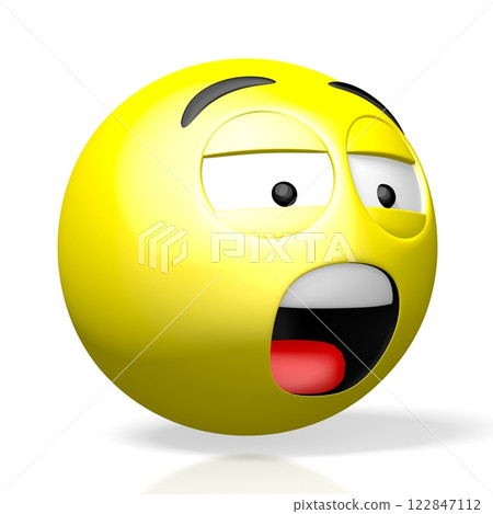 Bored emoticon face - 3D illustration 122847112