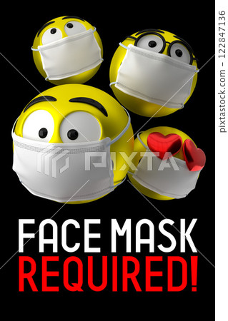 Face mask required poster with emoticons wearing face masks Face mask required poster with emoticons wearing face masks 122847136