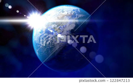 Earth from space - view on Asia side. 3D illustration 122847213