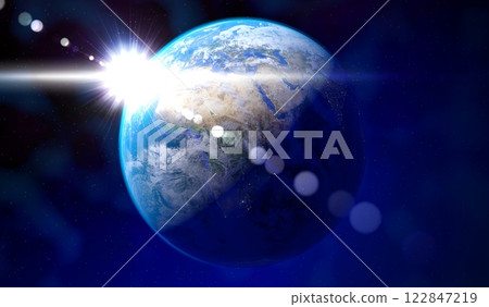 Earth from space - view on Europe and Africa side. 3D illustration 122847219