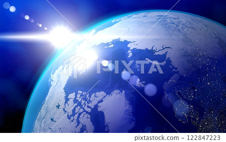 Earth from space - view on North Pole side. 3D illustration 122847223