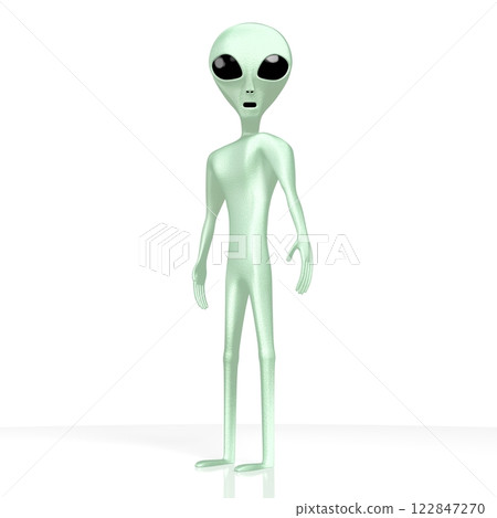 Green alien isolated on white background 122847270