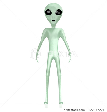 Green alien isolated on white background 122847271