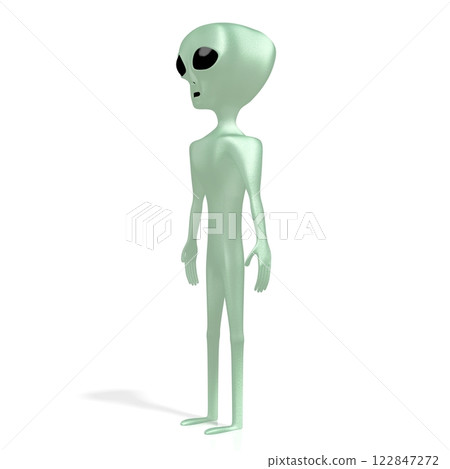 Green alien isolated on white background 122847272