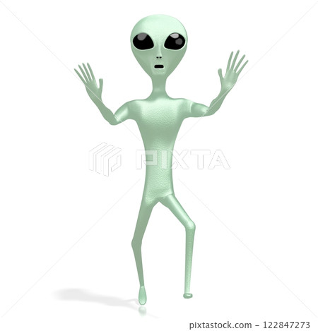 Green alien isolated on white background 122847273