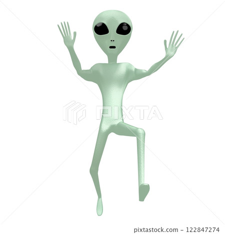 Green alien isolated on white background 122847274