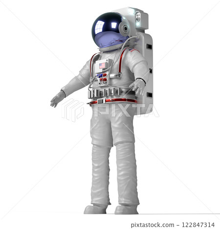 Astronaut isolated on white background - 3D illustration 122847314