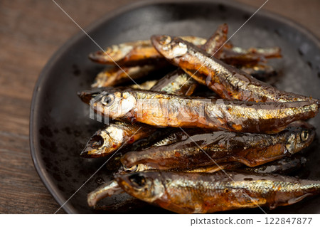 Close-up of smelt tsukudani Close-up of smelt tsukudani 122847877