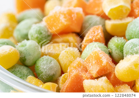 Close up of frozen mixed vegetables Close up of frozen mixed vegetables 122848074