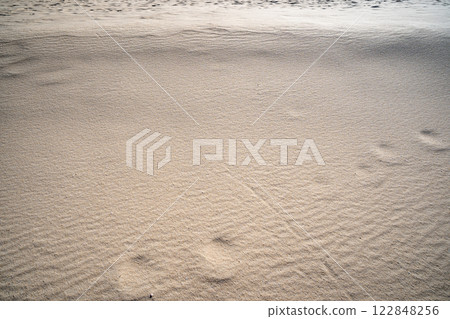 Top view of Fine sand texture natural background Summer and travel background, High quality nature beach background Top view of Fine sand texture natural background Summer and travel background, High quality nature beach background 122848256