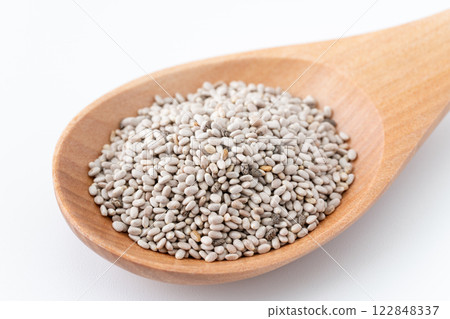 White chia seeds close-up 122848337