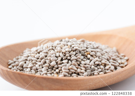 White chia seeds close-up White chia seeds close-up 122848338