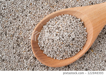 White chia seeds close-up White chia seeds close-up 122848393