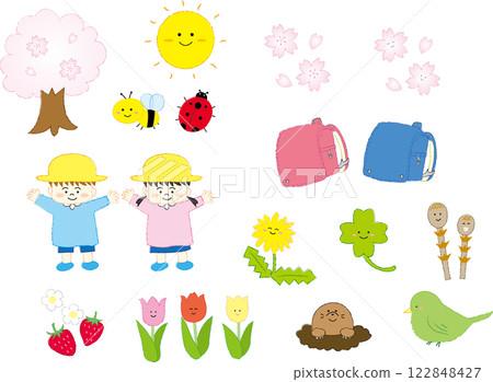 A collection of spring-like illustrations 122848427