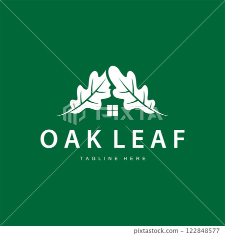 oak logo design simple illustration of oak tree and oak leaf simple with black silhouette concept plant template symbol oak logo design simple illustration of oak tree and oak leaf simple with black silhouette concept plant template symbol 122848577