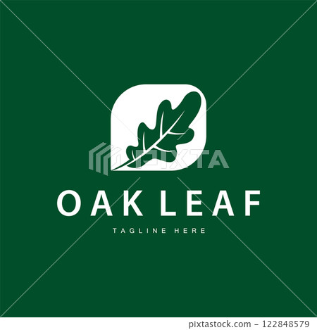 oak logo design simple illustration of oak tree and oak leaf simple with black silhouette concept plant template symbol oak logo design simple illustration of oak tree and oak leaf simple with black silhouette concept plant template symbol 122848579