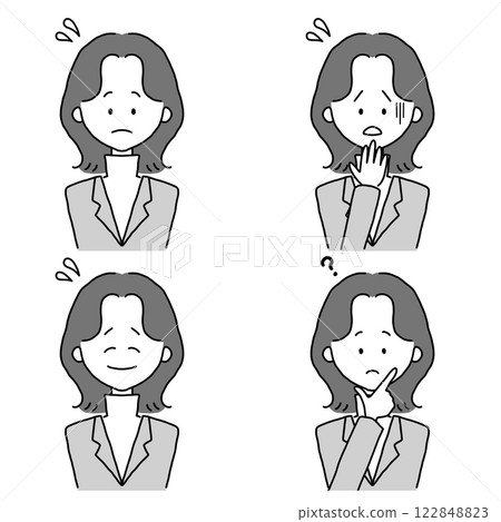 穿著西裝的女人的插圖集（困擾的臉） 122848823